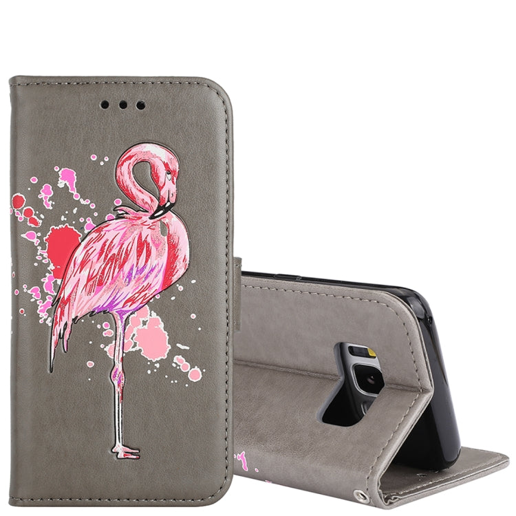 For Galaxy S8 Glittery Powder Flamingo Print Horizontal Flip Leather Case with Holder & Wallet & Card Slots & Photo Frame