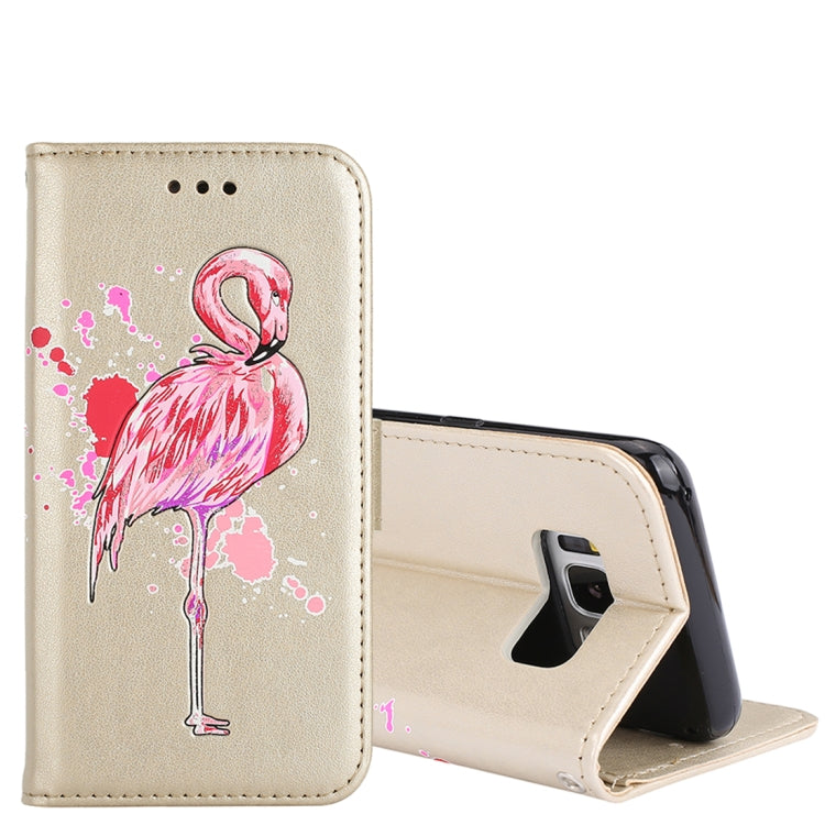 For Galaxy S8 Glittery Powder Flamingo Print Horizontal Flip Leather Case with Holder & Wallet & Card Slots & Photo Frame