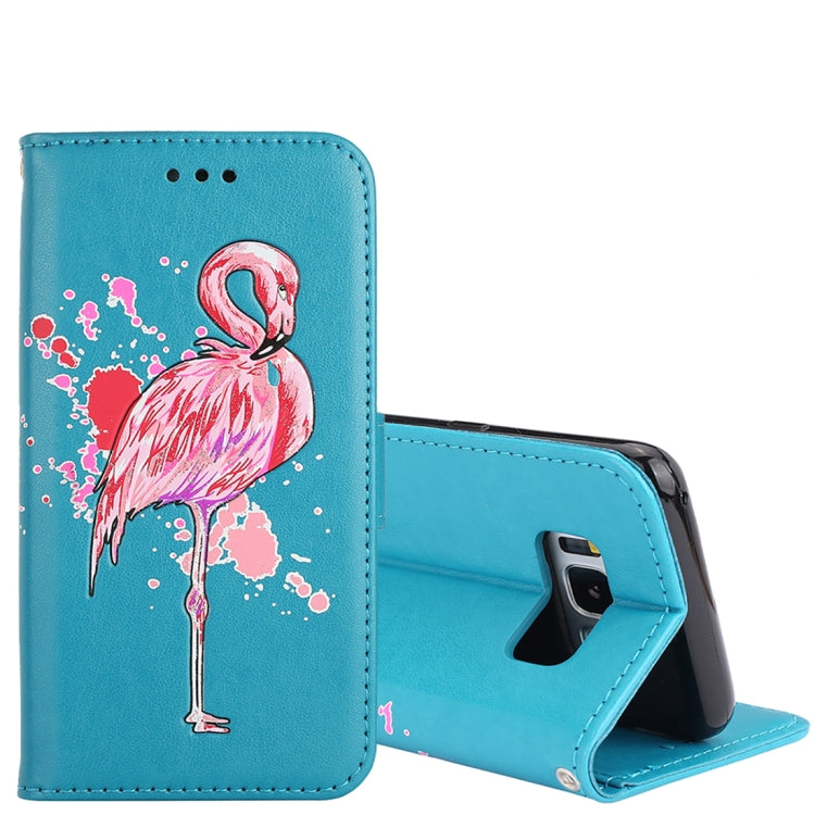 For Galaxy S8 Glittery Powder Flamingo Print Horizontal Flip Leather Case with Holder & Wallet & Card Slots & Photo Frame