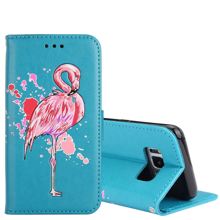 For Galaxy S8+ Glittery Powder Flamingo Print Horizontal Flip Leather Case with Holder & Wallet & Card Slots & Photo Frame