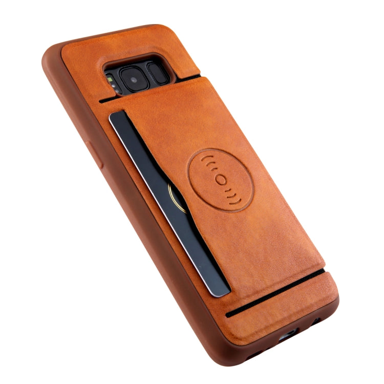 For Galaxy S8 Retro Crazy Horse Texture PU Leather Case with Holder & Card Slots & Hidden Back Sheet Iron