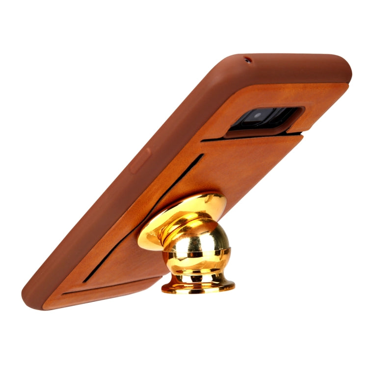 For Galaxy S8 Retro Crazy Horse Texture PU Leather Case with Holder & Card Slots & Hidden Back Sheet Iron