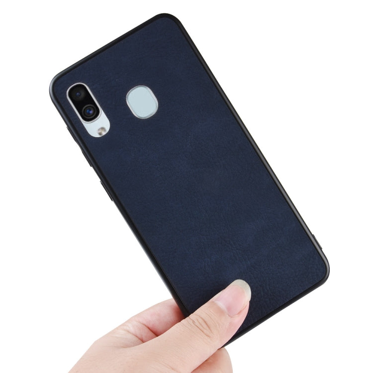 Shockproof Sheep Skin PC + PU + TPU Case for Galaxy A40 (Black)