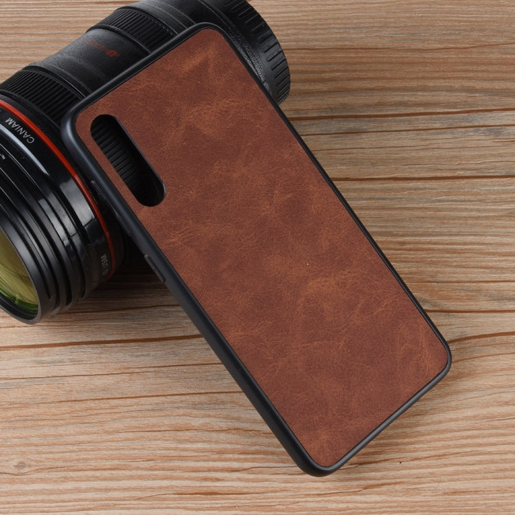 Shockproof Sheep Skin PC + PU + TPU Case for Galaxy A70 (Brown)