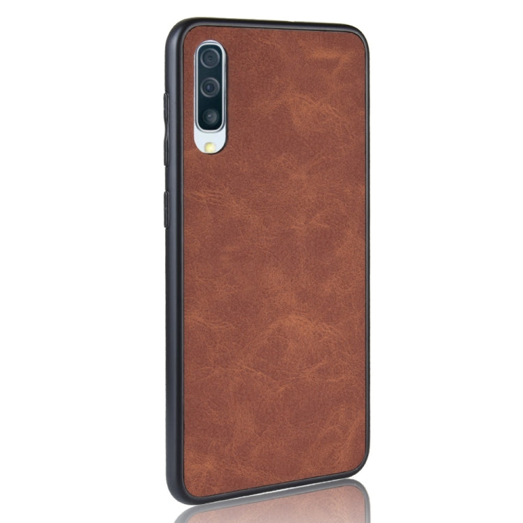 Shockproof Sheep Skin PC + PU + TPU Case for Galaxy A70 (Brown)