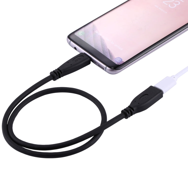 50cm USB-C / Type-C 3.1 Male to USB-C / Type-C Female Connector Adapter Cable(Black)