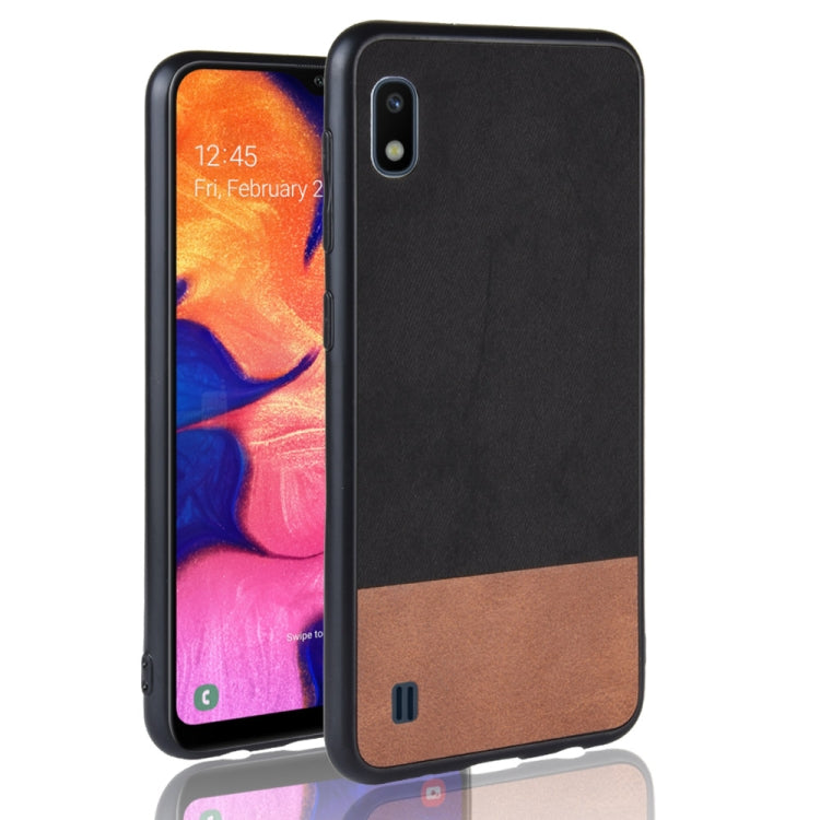 Shockproof Color Matching Denim PC + PU + TPU Case for Galaxy A10