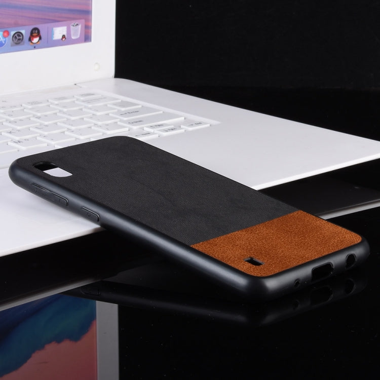 Shockproof Color Matching Denim PC + PU + TPU Case for Galaxy A10