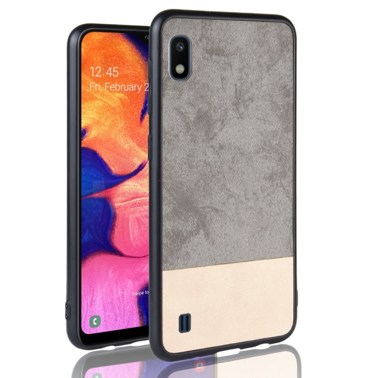 Shockproof Color Matching Denim PC + PU + TPU Case for Galaxy A10