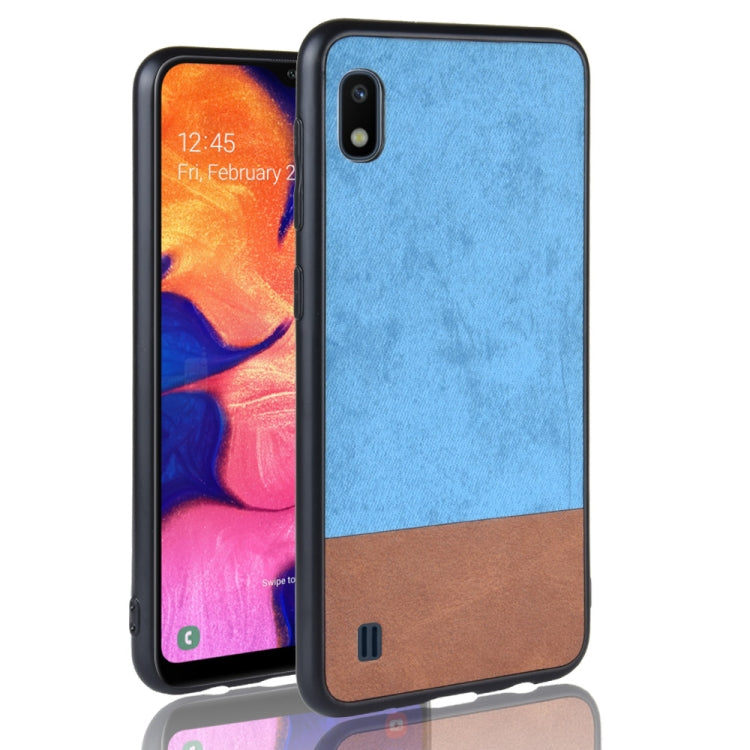 Shockproof Color Matching Denim PC + PU + TPU Case for Galaxy A10