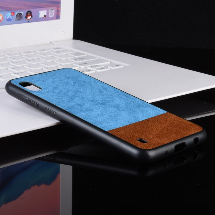 Shockproof Color Matching Denim PC + PU + TPU Case for Galaxy A10