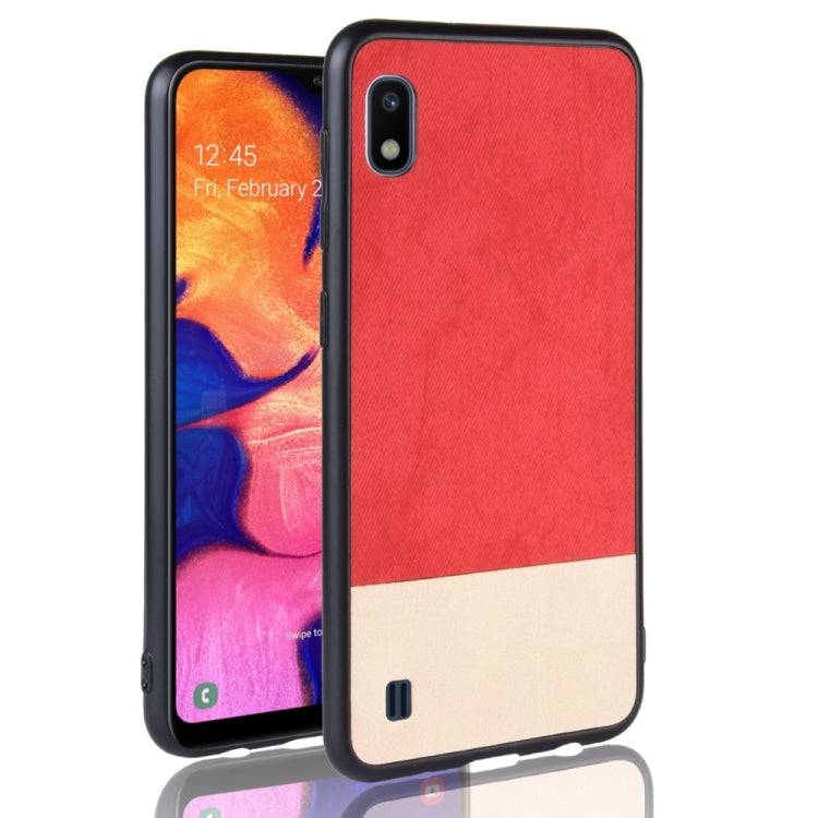 Shockproof Color Matching Denim PC + PU + TPU Case for Galaxy A10