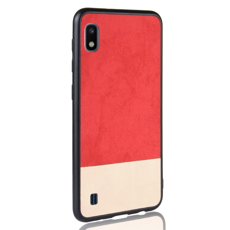 Shockproof Color Matching Denim PC + PU + TPU Case for Galaxy A10