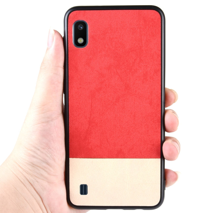 Shockproof Color Matching Denim PC + PU + TPU Case for Galaxy A10