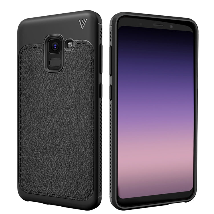 Lenuo Leshen Series for Galaxy A8 (2018) TPU Litchi Texture Dropproof Protective Back Cover Case