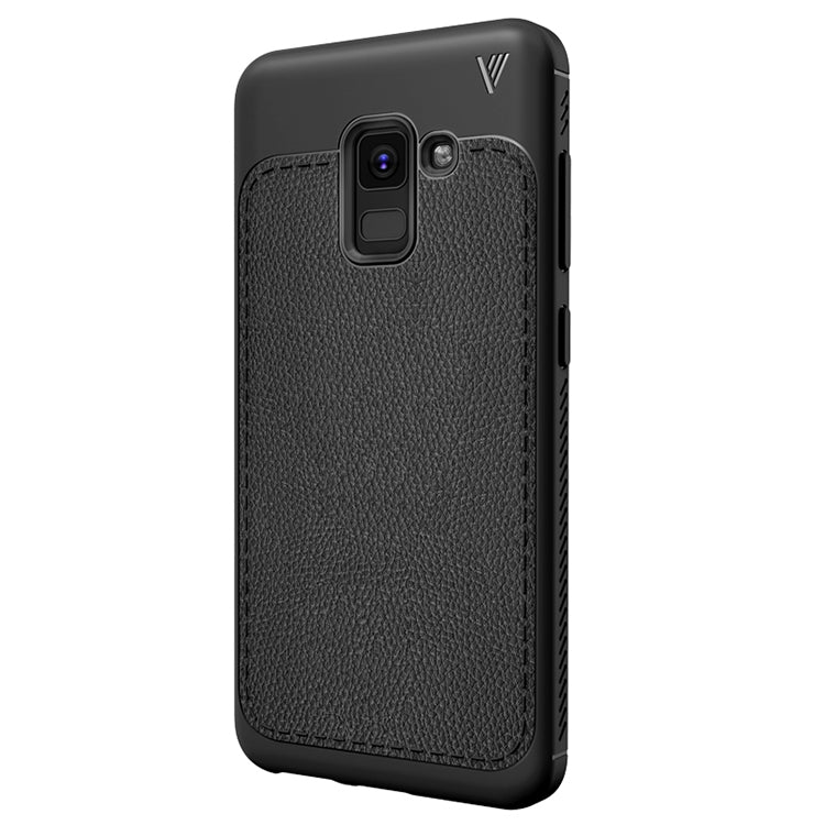 Lenuo Leshen Series for Galaxy A8 (2018) TPU Litchi Texture Dropproof Protective Back Cover Case