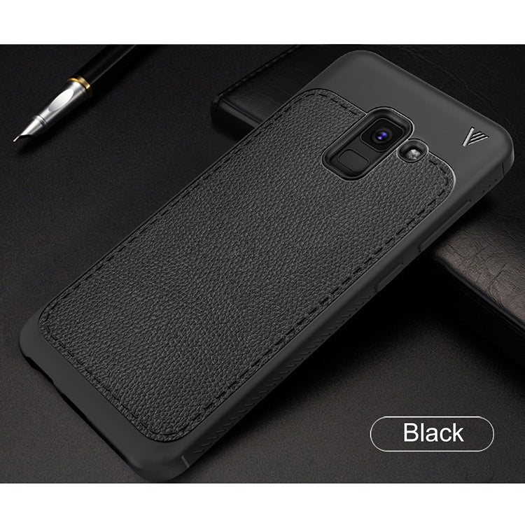 Lenuo Leshen Series for Galaxy A8 (2018) TPU Litchi Texture Dropproof Protective Back Cover Case