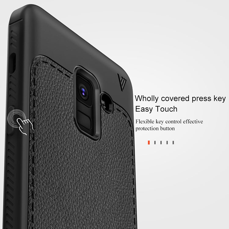 Lenuo Leshen Series for Galaxy A8 (2018) TPU Litchi Texture Dropproof Protective Back Cover Case