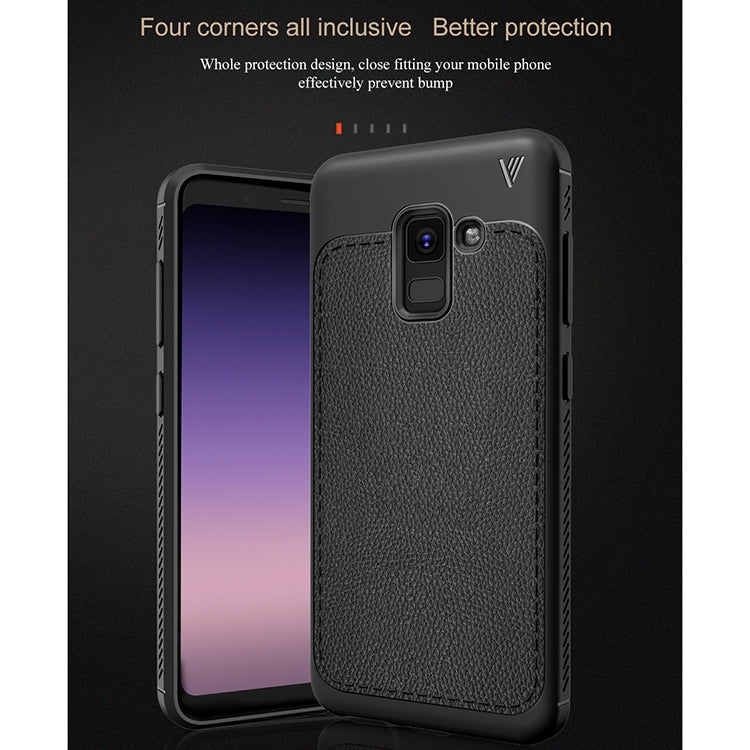Lenuo Leshen Series for Galaxy A8 (2018) TPU Litchi Texture Dropproof Protective Back Cover Case