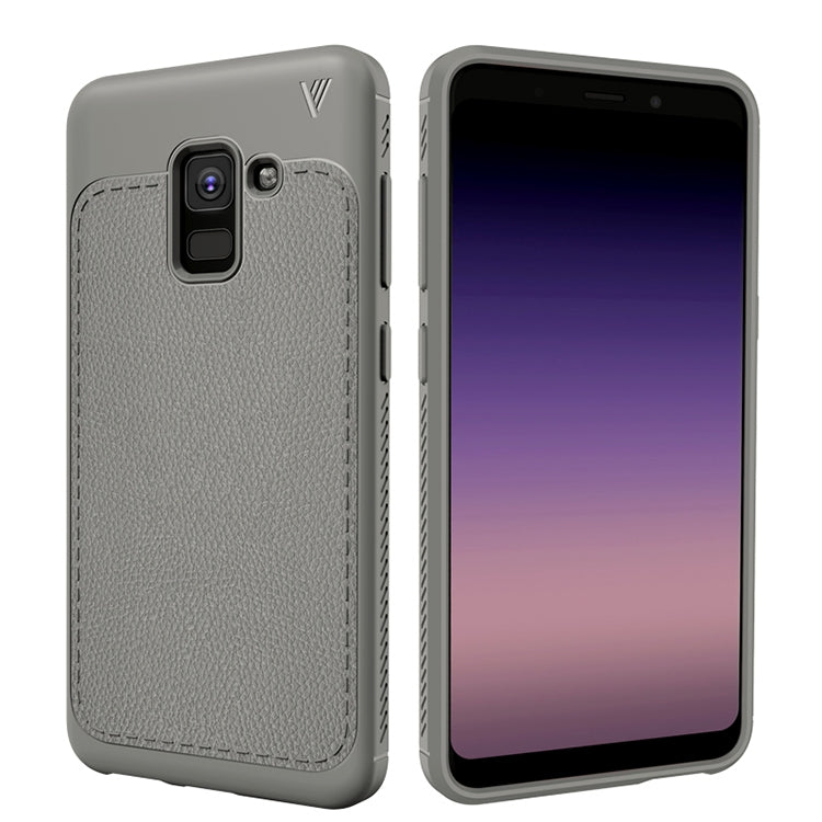 Lenuo Leshen Series for Galaxy A8 (2018) TPU Litchi Texture Dropproof Protective Back Cover Case