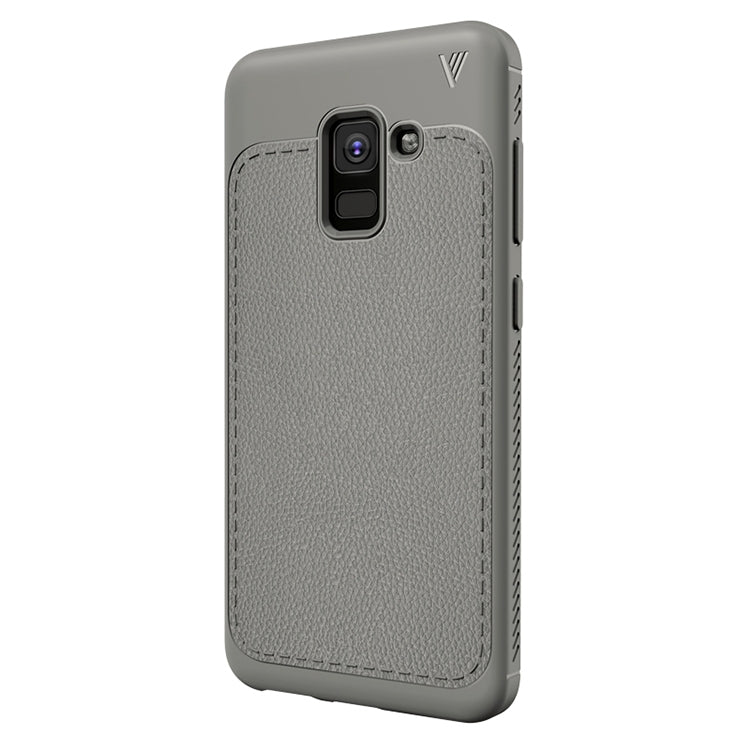 Lenuo Leshen Series for Galaxy A8 (2018) TPU Litchi Texture Dropproof Protective Back Cover Case