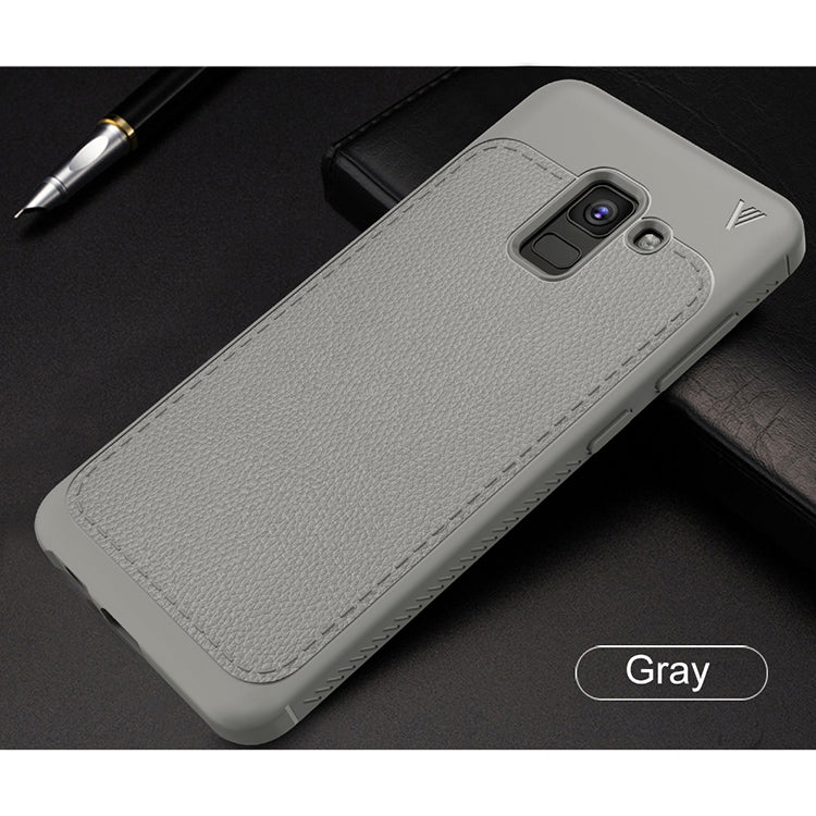 Lenuo Leshen Series for Galaxy A8 (2018) TPU Litchi Texture Dropproof Protective Back Cover Case