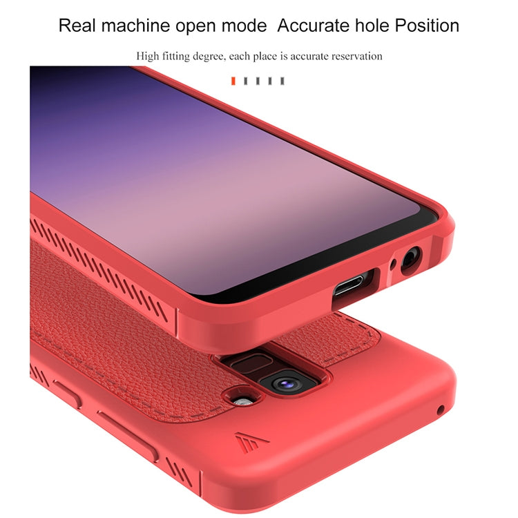 Lenuo Leshen Series for Galaxy A8 (2018) TPU Litchi Texture Dropproof Protective Back Cover Case