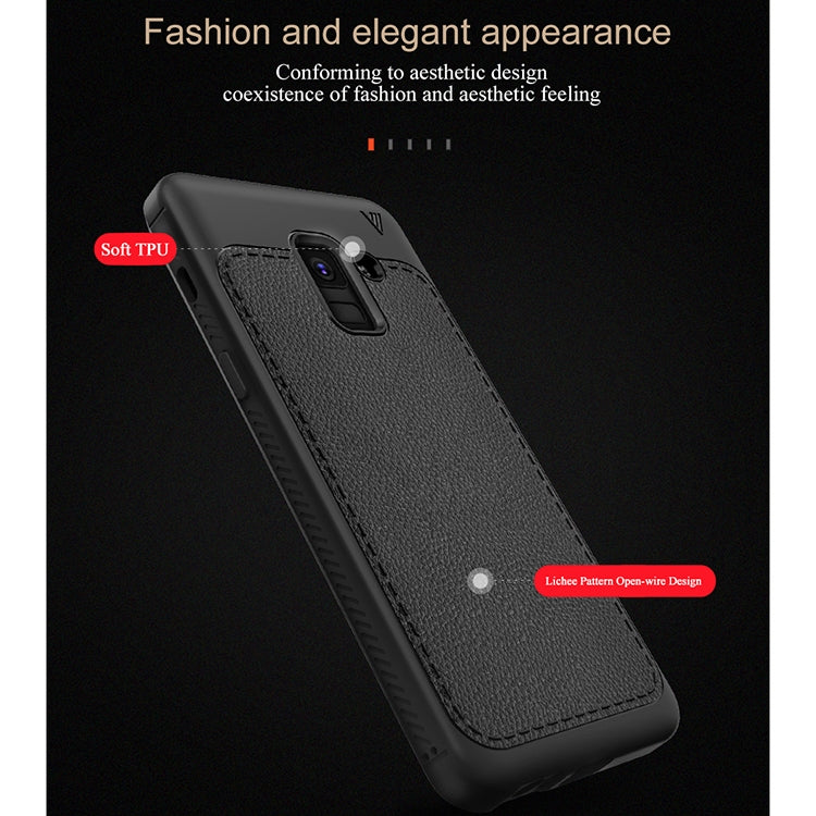 Lenuo Leshen Series for Galaxy A8 (2018) TPU Litchi Texture Dropproof Protective Back Cover Case