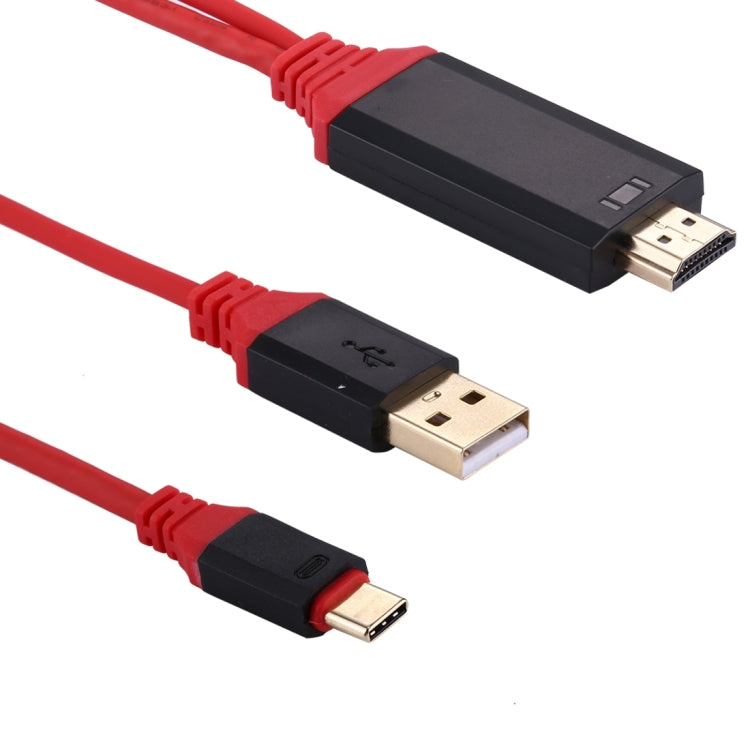 2m USB-C / Type-C to HDMI 4K*2K 30Hz UHD Graphics Video Extender Converter Cable with Smart Power Charge, For Galaxy S9 & S9 + & S8 & S8 + & Note 8 / HTC 10 / Huawei Mate 10 & Mate 10 Pro & P20 & P20 Pro / MacBook 12 inch / MacBook Pro(Red)