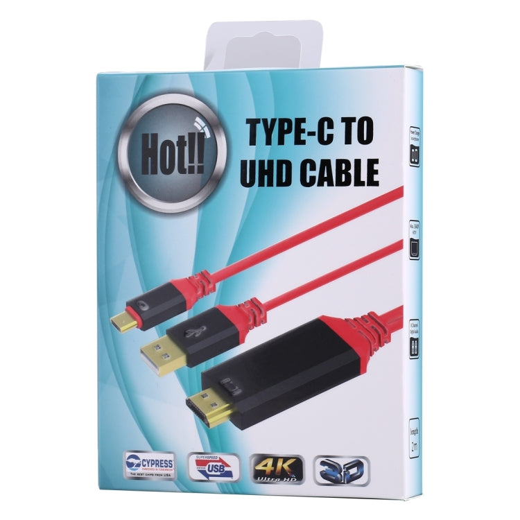 2m USB-C / Type-C to HDMI 4K*2K 30Hz UHD Graphics Video Extender Converter Cable with Smart Power Charge, For Galaxy S9 & S9 + & S8 & S8 + & Note 8 / HTC 10 / Huawei Mate 10 & Mate 10 Pro & P20 & P20 Pro / MacBook 12 inch / MacBook Pro(Red)