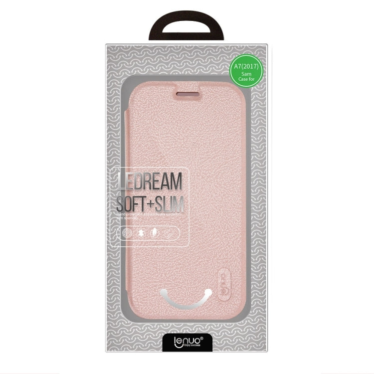 Lenuo for Galaxy A7 (2017) / A720 PU+PC Litchi Texture Horizontal Flip Leather Case with Card Slots