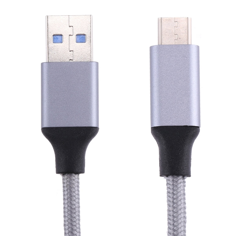 1m Wires Woven Metal Head USB-C / Type-C 3.1 to USB 3.0 Data / Charger Cable(Grey)