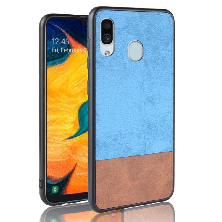 Shockproof Color Matching Denim PC + PU + TPU Case for Galaxy A40