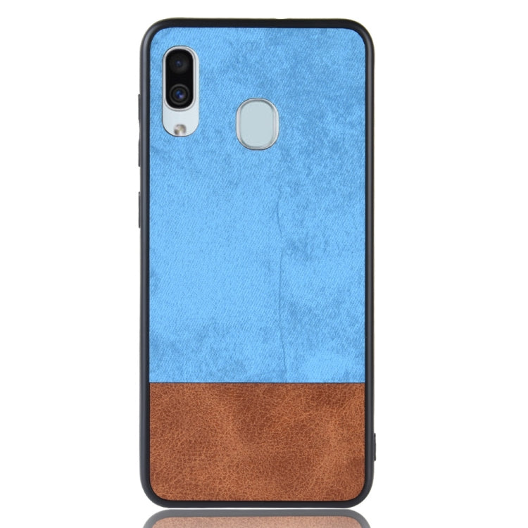 Shockproof Color Matching Denim PC + PU + TPU Case for Galaxy A40