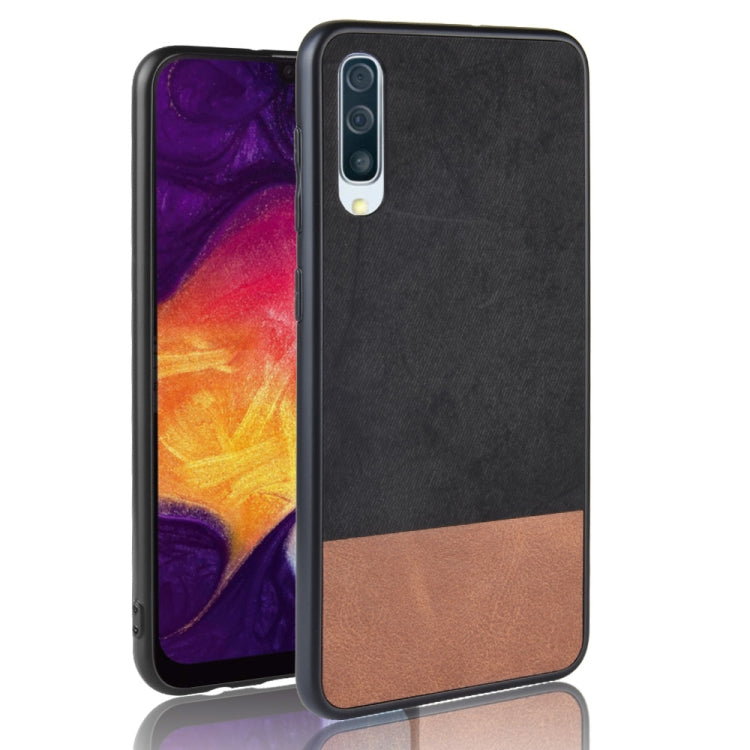 Shockproof Color Matching Denim PC + PU + TPU Case for Galaxy A70