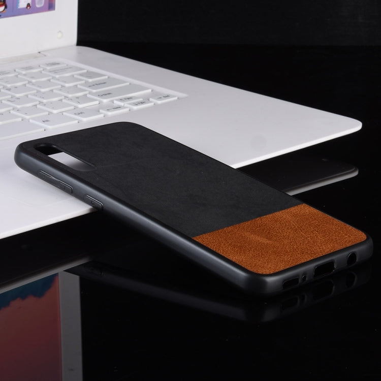 Shockproof Color Matching Denim PC + PU + TPU Case for Galaxy A70