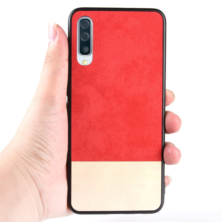 Shockproof Color Matching Denim PC + PU + TPU Case for Galaxy A70