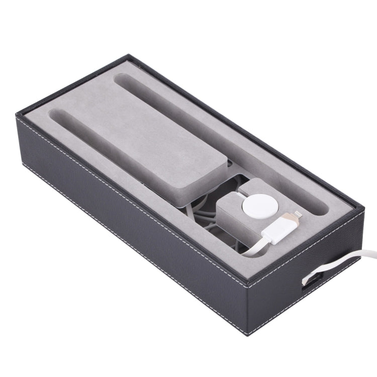 YM-UD07 4 in 1 Leather Casing Multi Device Charging Dock Docking Station Holder, For iPad , iPhone, Galaxy, Huawei, Xiaomi, LG, HTC and Other Smart Phones(Black)