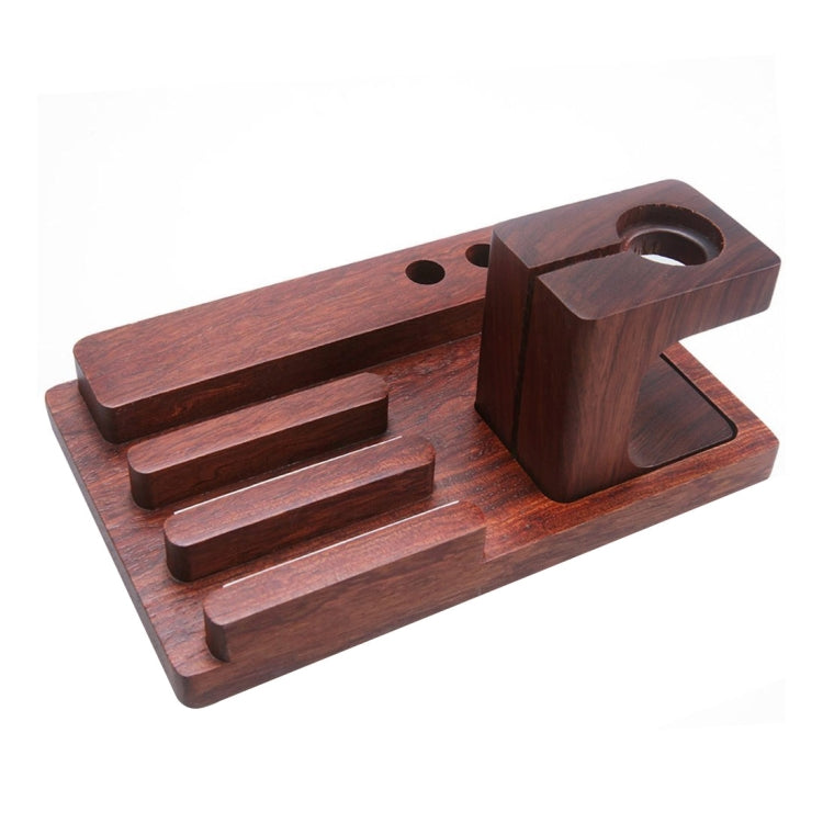 YM-UD06-2 3 in1 Aerb Rosewood Charging Dock Docking Station Holder for iPhone & iPad & Apple Watch