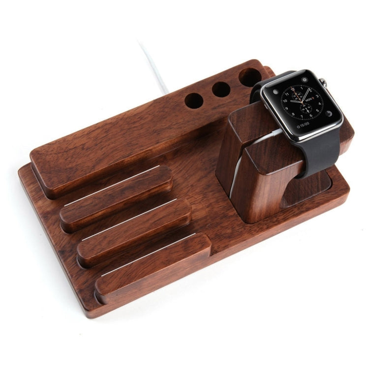YM-UD06-2 3 in1 Aerb Rosewood Charging Dock Docking Station Holder for iPhone & iPad & Apple Watch
