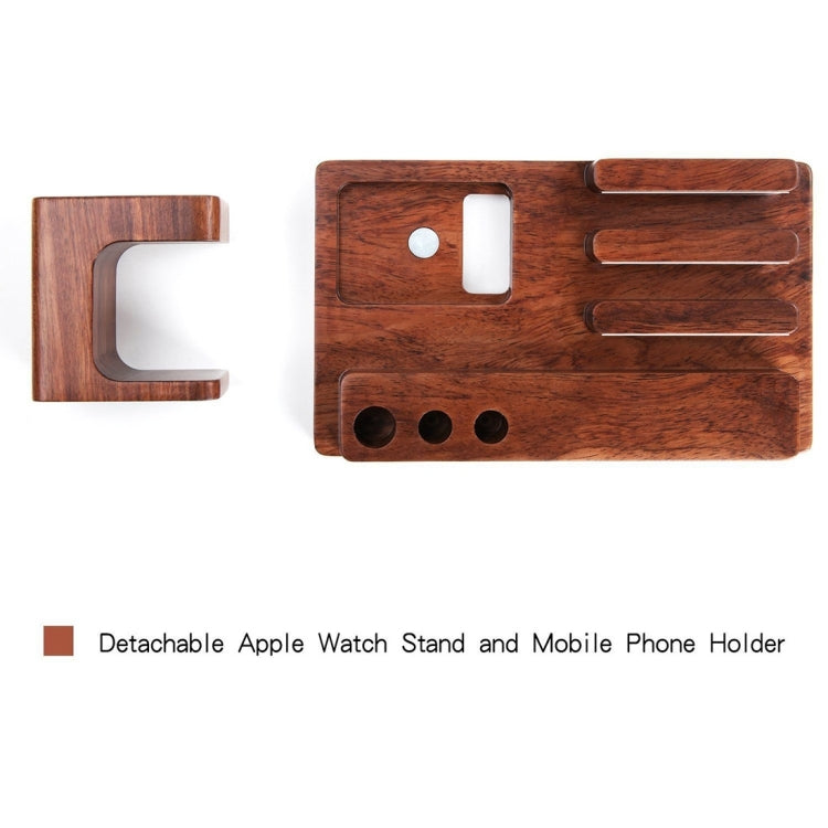YM-UD06-2 3 in1 Aerb Rosewood Charging Dock Docking Station Holder for iPhone & iPad & Apple Watch