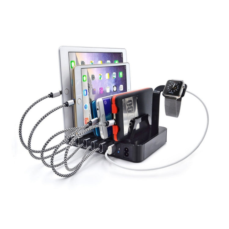YM-UD03(8.8A) 50W 6-Port USB Charging Dock Docking Station, For iPhone, iWatch, iPad, Galaxy, Tablets(Black)