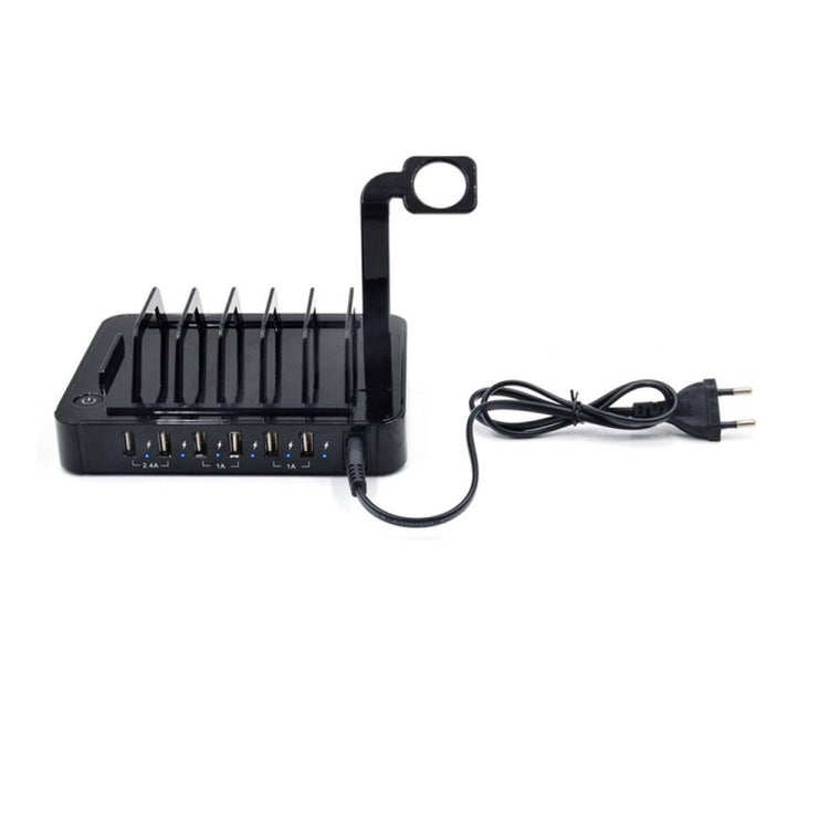 YM-UD03(8.8A) 50W 6-Port USB Charging Dock Docking Station, For iPhone, iWatch, iPad, Galaxy, Tablets(Black)