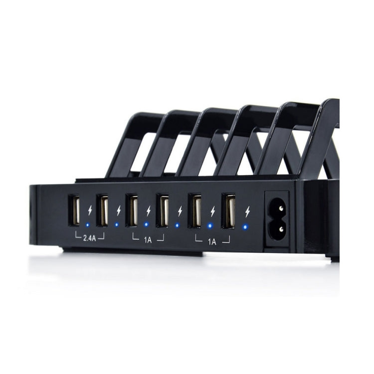 YM-UD03(8.8A) 50W 6-Port USB Charging Dock Docking Station, For iPhone, iWatch, iPad, Galaxy, Tablets(Black)