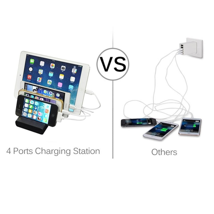 YM-UD04(5.1A) 4-Port USB Charging Dock Docking Station, For iPhone, iWatch, iPad, Galaxy, Tablets, US Plug, UK Plug, EU Plug, AU Plug(Black)