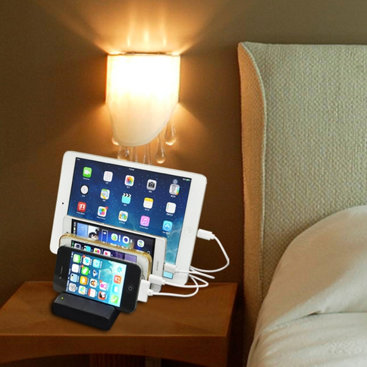 YM-UD04(5.1A) 4-Port USB Charging Dock Docking Station, For iPhone, iWatch, iPad, Galaxy, Tablets, US Plug, UK Plug, EU Plug, AU Plug(Black)