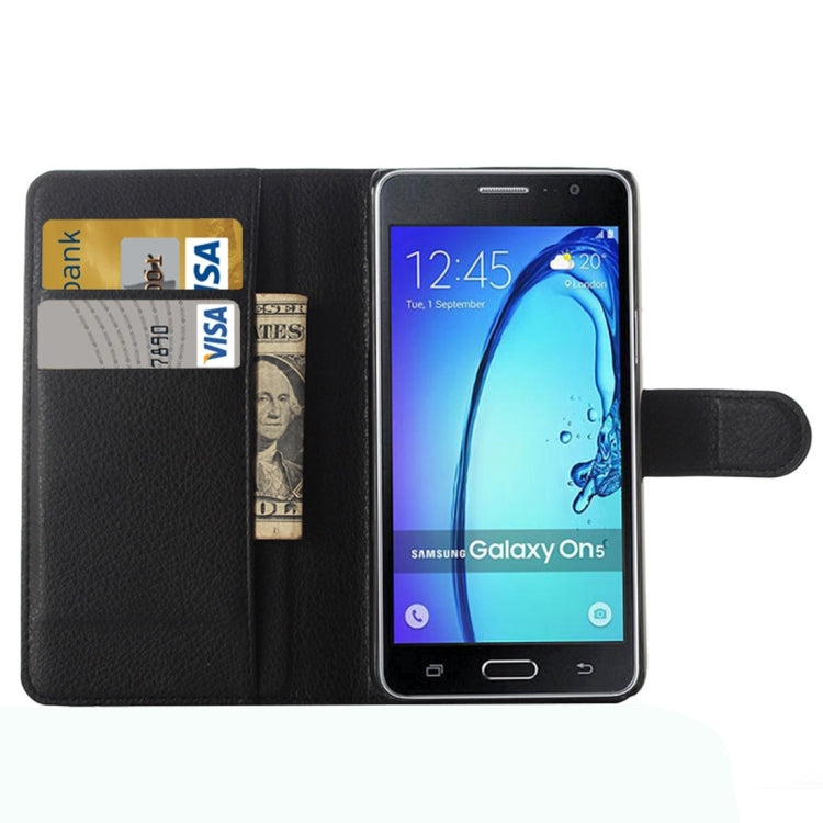 For Galaxy On5 Pro & On5 Litchi Texture Horizontal Flip Leather Case with Magnetic Buckle & Holder & Card Slots & Wallet