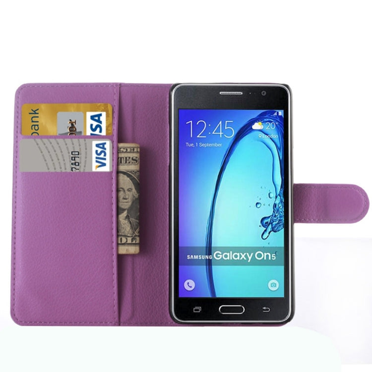 For Galaxy On5 Pro & On5 Litchi Texture Horizontal Flip Leather Case with Magnetic Buckle & Holder & Card Slots & Wallet