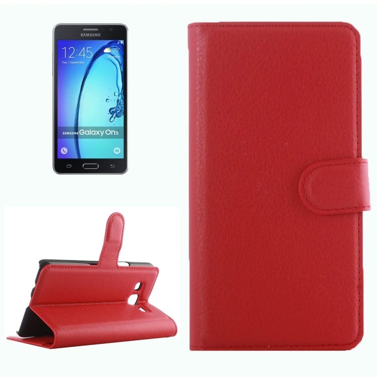 For Galaxy On5 Pro & On5 Litchi Texture Horizontal Flip Leather Case with Magnetic Buckle & Holder & Card Slots & Wallet