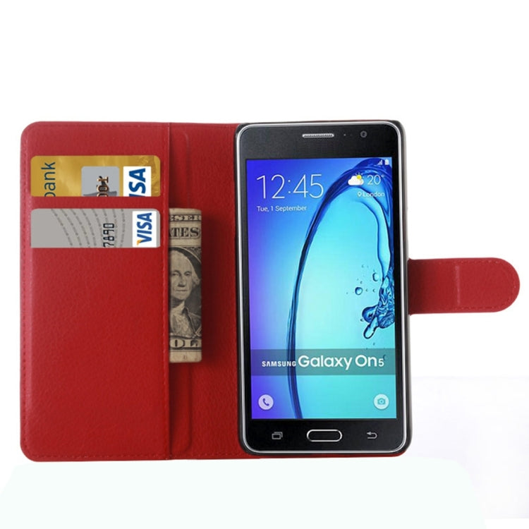 For Galaxy On5 Pro & On5 Litchi Texture Horizontal Flip Leather Case with Magnetic Buckle & Holder & Card Slots & Wallet